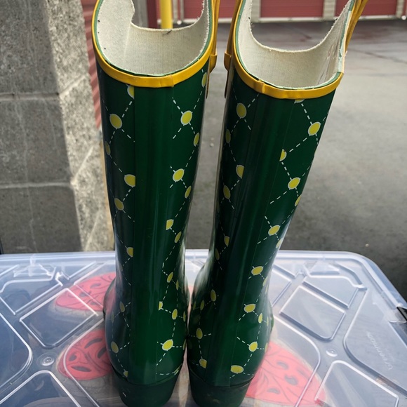 Stadium Stompers Women's Green Yellow Rubber Wellies knee High Boots Size 6 - Picture 7 of 13